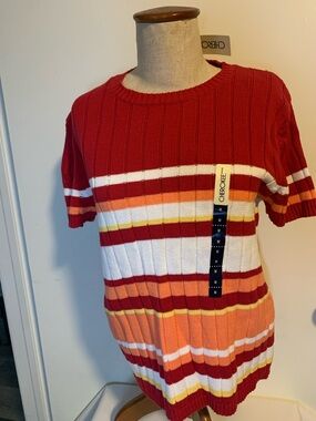 Cherokee Red, Orange, Yellow and White Striped Knit Top size M